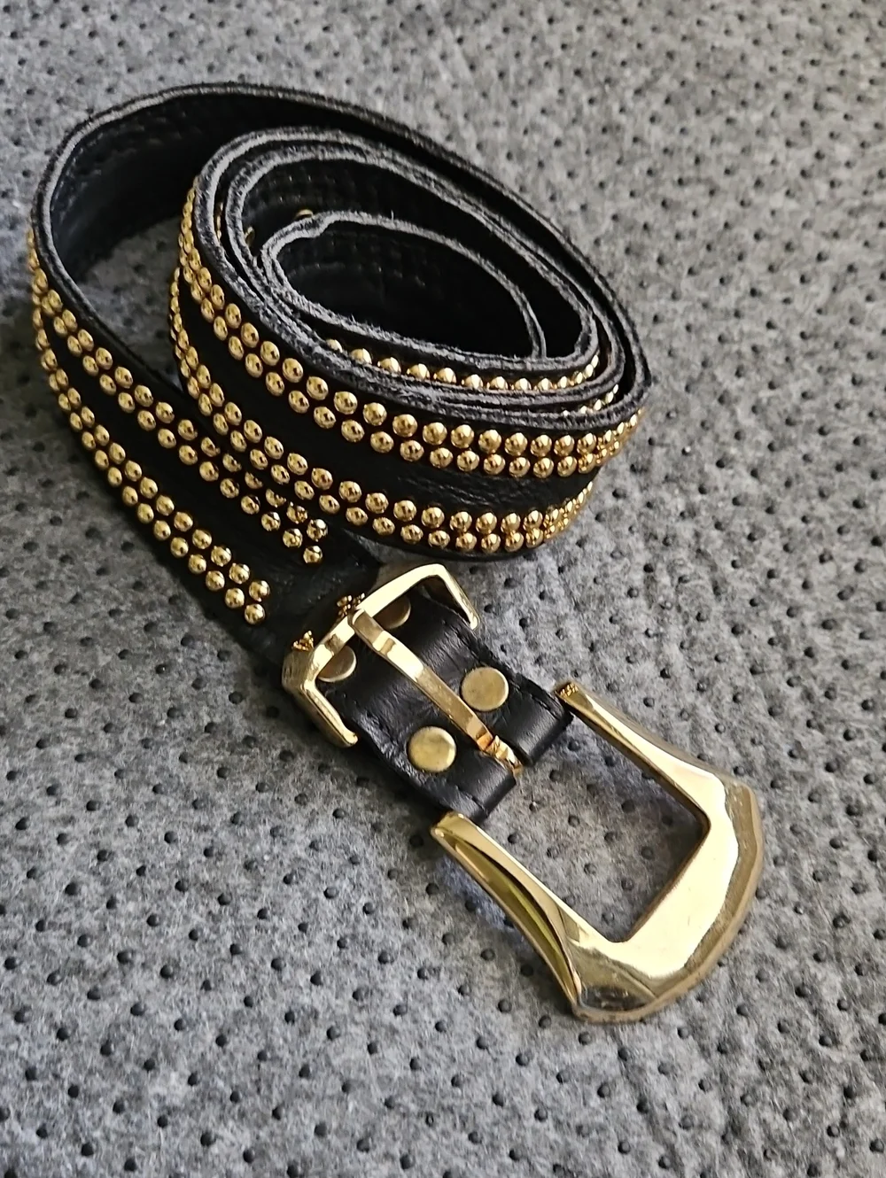 Christian Louboutin Leather Studded Belt with Gold Hardware